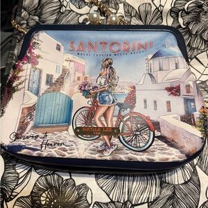Nicole Lee Blue Santorini Bicycle Graphic Crossbody Bag